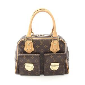 Louis Vuitton Manhattan Handbag Canvas Leather Monogram Brown